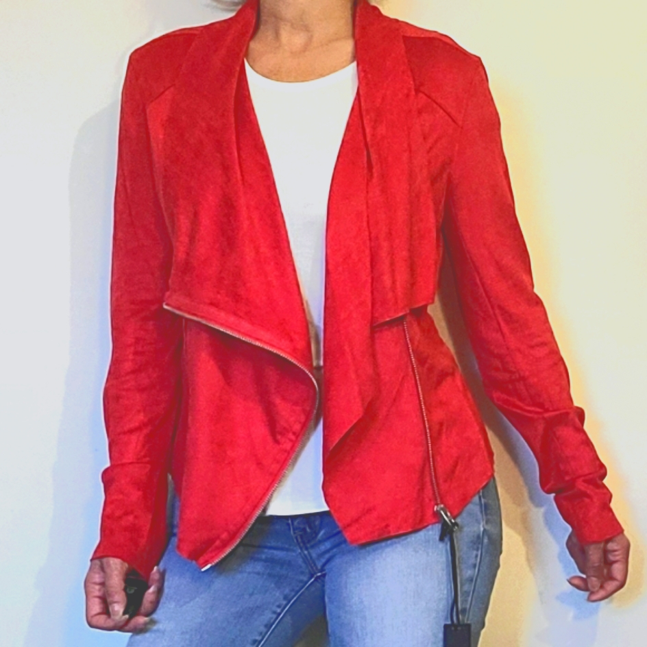 Blank Nyc Faux Suede Long Sleeve Red Jacket
